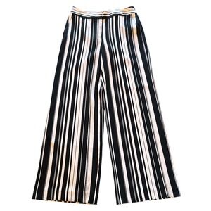 Black Label by Chicos Striped Wide Leg Palazzo Pants Black White Size 0.5 Small